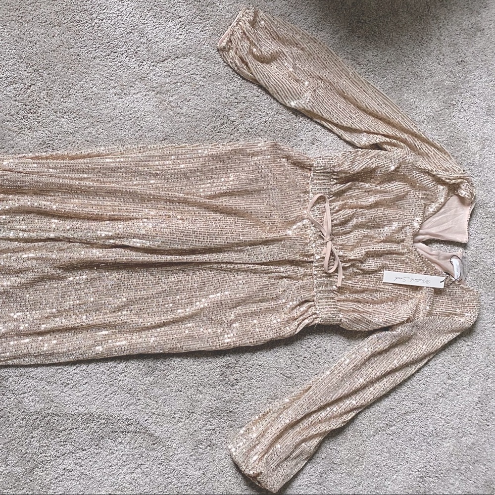 Red Dress Boutique In the Stars Champagne Jumpsuit